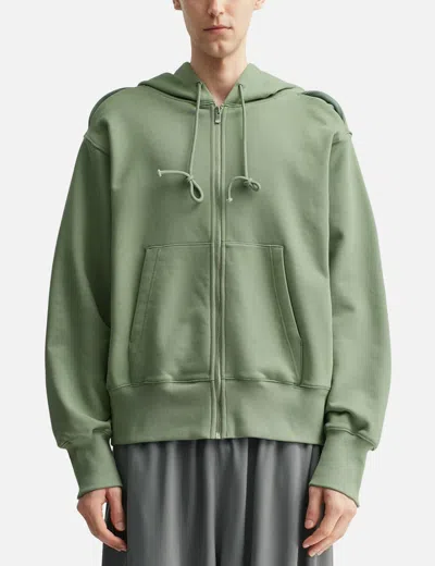 Fffpostalservice Reverse Round Hem Zip Hoodie In Green