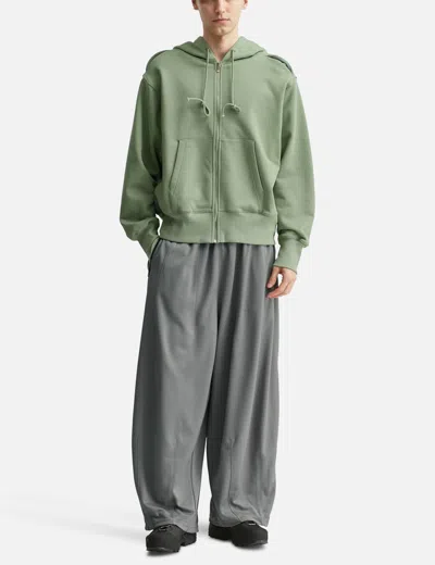 Fffpostalservice Reverse Round Hem Zip Hoodie In Green