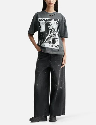 Goldie Acid Distressed Washed T-shirt In Gray