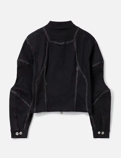 Goldie Padded Zipped Denim Jacket In Black