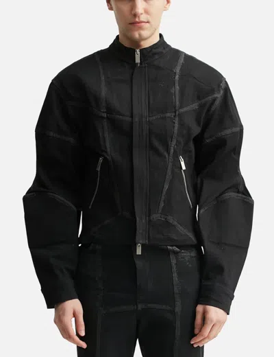 Goldie Padded Zipped Denim Jacket In Black