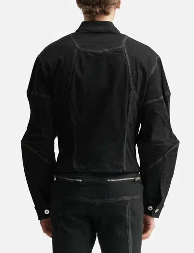 Goldie Padded Zipped Denim Jacket In Black