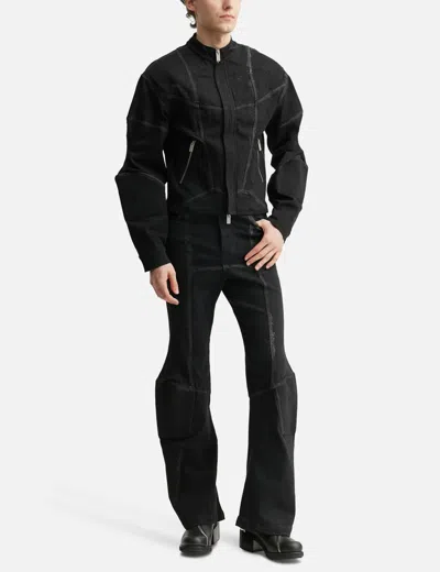 Goldie Padded Zipped Denim Jacket In Black