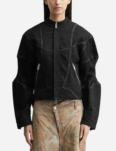 Goldie Padded Zipped Denim Jacket In Black