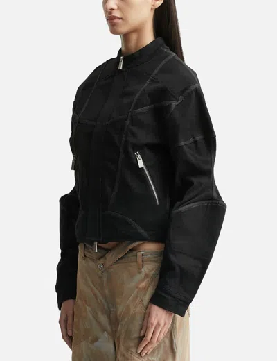 Goldie Padded Zipped Denim Jacket In Black