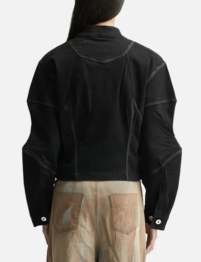 Goldie Padded Zipped Denim Jacket In Black