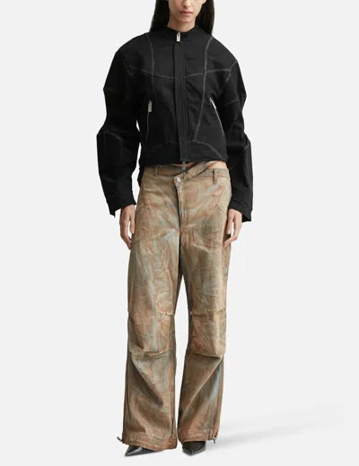 Goldie Padded Zipped Denim Jacket In Black