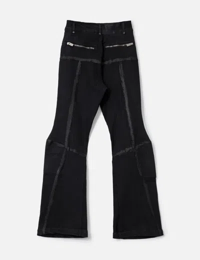 Goldie Padded Flared Painted Denim Pants In Black
