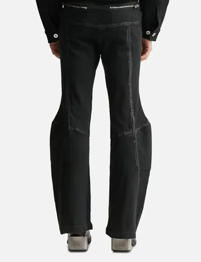 Goldie Padded Flared Painted Denim Pants In Black
