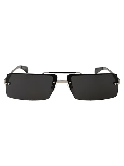 Ferragamo Silver Metal Sunglasses In Black