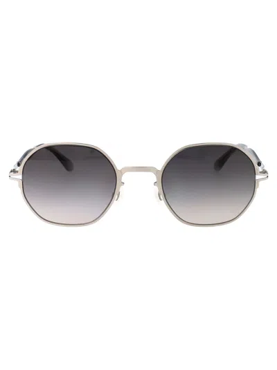 Mykita Shiny Silver Metal Sunglasses In Black