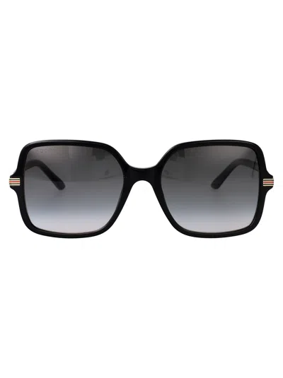 Gucci Web-detailing Square-frame Sunglasses In Black