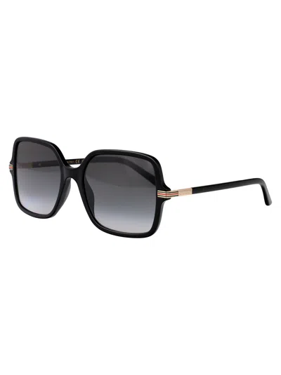 Gucci Web-detailing Square-frame Sunglasses In Black