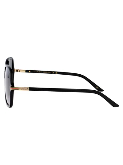 Gucci Web-detailing Square-frame Sunglasses In Black