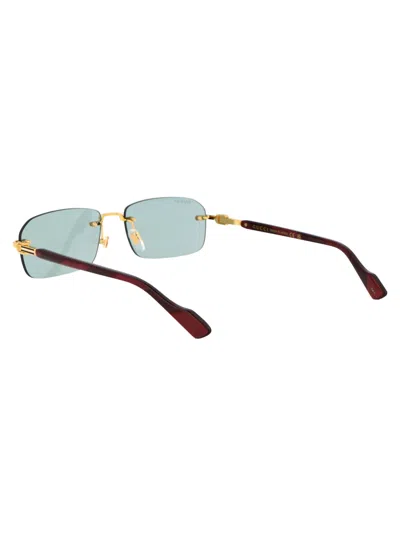 Gucci Gold Burgundy Green Metal Sunglasses In Gray