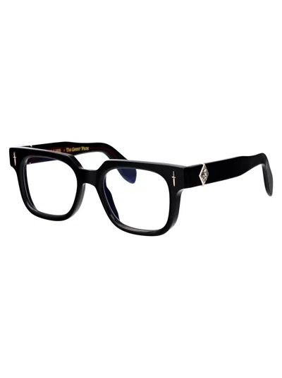 Cutler And Gross Black Acetate Glasses In Black