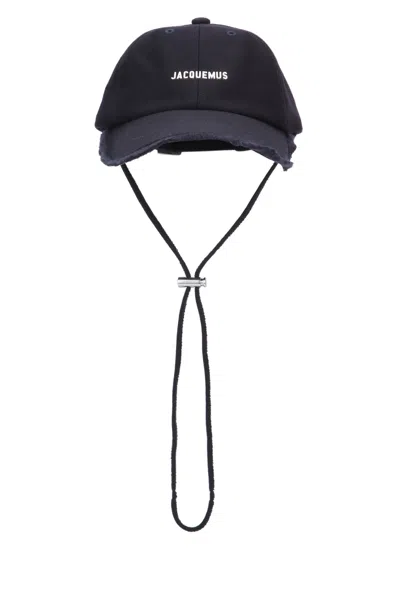Jacquemus Artichoke Cap With Adjustable Chin Strap In Black