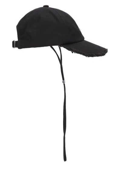 Jacquemus Artichoke Cap With Adjustable Chin Strap In Black