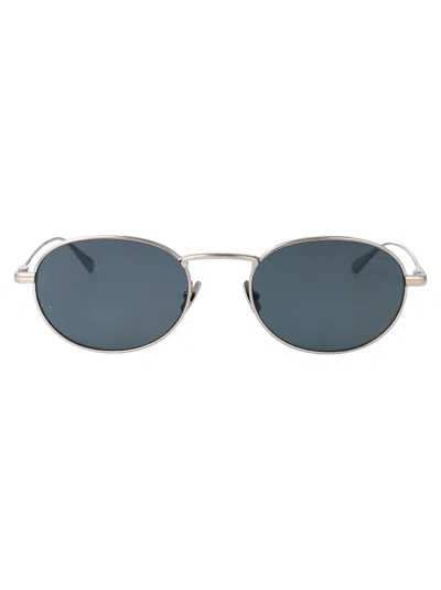 Saint Laurent Silver-silver-blue Metal Sunglasses In Multi