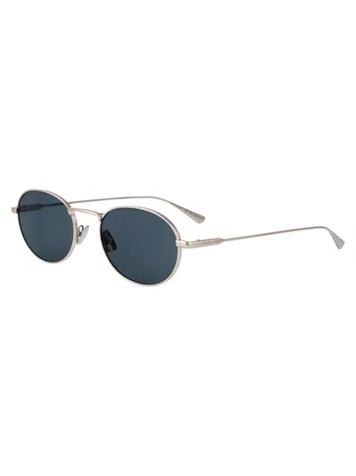 Saint Laurent Silver-silver-blue Metal Sunglasses In Multi
