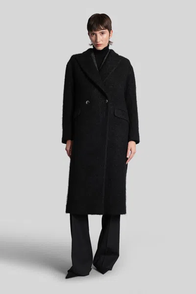 Tagliatore Tailored Black Alpaca-wool Blend Coat In Black