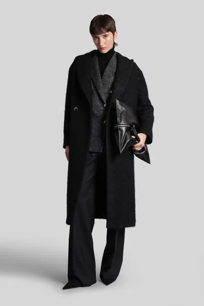 Tagliatore Tailored Black Alpaca-wool Blend Coat In Black
