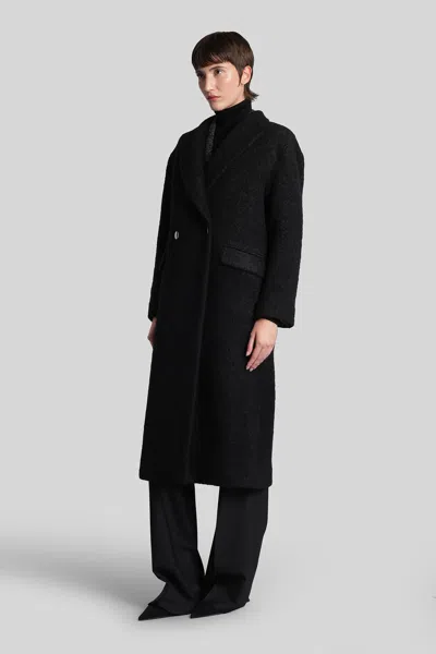 Tagliatore Tailored Black Alpaca-wool Blend Coat In Black