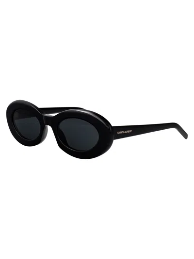 Saint Laurent Black-black-black Recycled Acetate Sunglasses In Black
