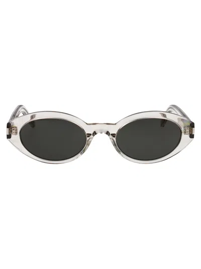 Saint Laurent Beige Beige Grey Acetate Sunglasses In White