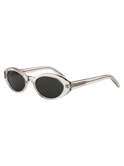 Saint Laurent Beige Beige Grey Acetate Sunglasses In White