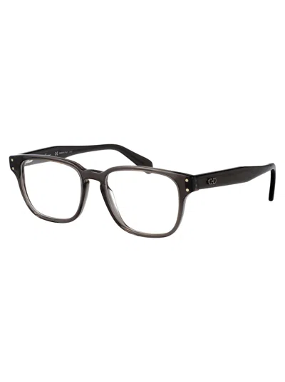 Ferragamo Transparent Grey Acetate Glasses In Black