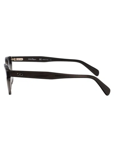 Ferragamo Transparent Grey Acetate Glasses In Black