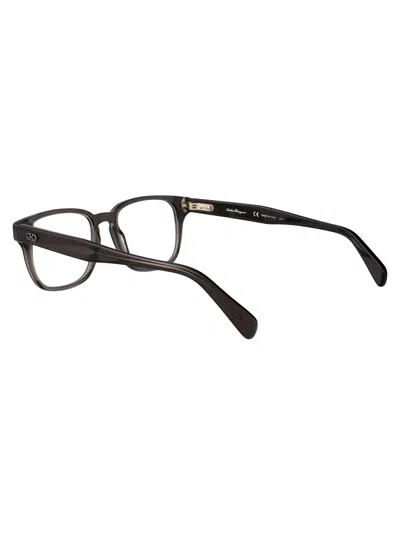 Ferragamo Transparent Grey Acetate Glasses In Black