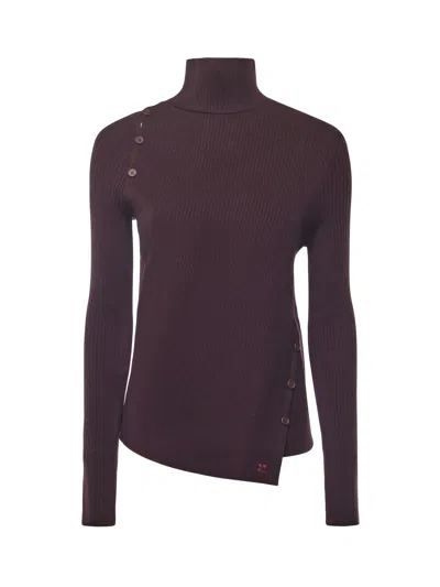 Courrèges Sweater With Slanted Buttons In Purple