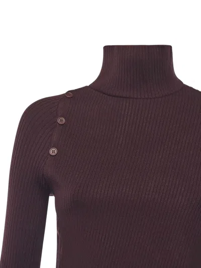 Courrèges Sweater With Slanted Buttons In Purple