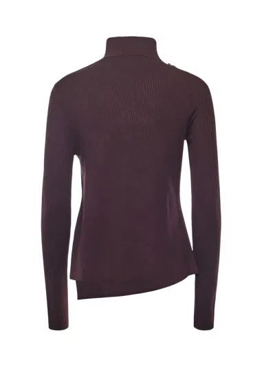 Courrèges Sweater With Slanted Buttons In Purple