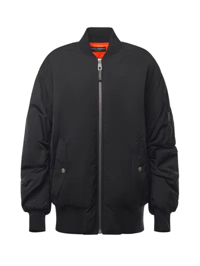 Dolce & Gabbana Bomber Jacket With Logo In Black
