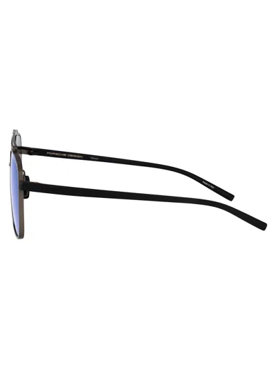 Porsche Design 265 Ark Grey Black Metal Sunglasses In Blue