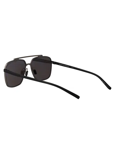 Porsche Design 265 Ark Grey Black Metal Sunglasses In Blue