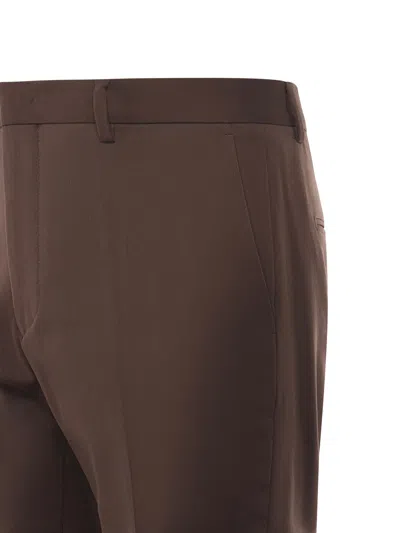 Be Able Tailored Wool-blend Gabardine Trousers In Brown