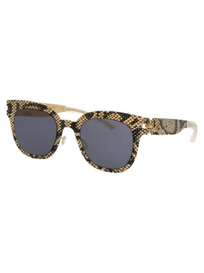 Mykita Gold Black Python Dark Grey Solid Metal Sunglasses In Multi