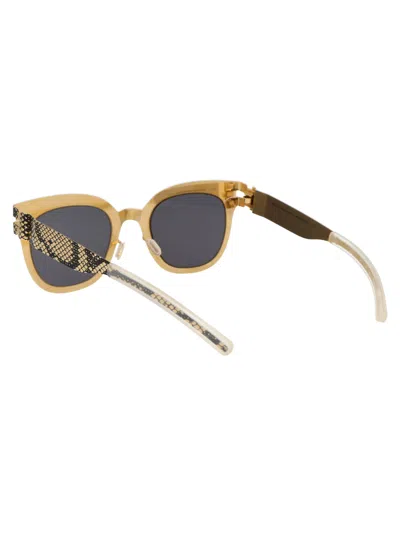 Mykita Gold Black Python Dark Grey Solid Metal Sunglasses In Multi