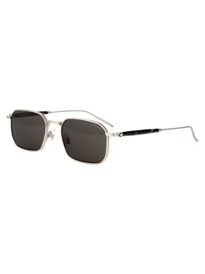 Montblanc Silver-silver-grey Metal Sunglasses In Silver