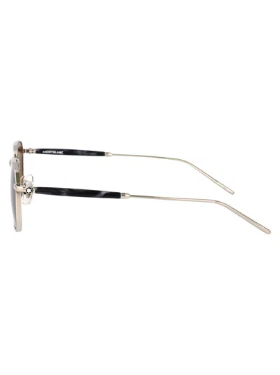 Montblanc Silver-silver-grey Metal Sunglasses In Silver