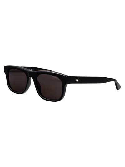 Montblanc Black-black-grey Recycled Acetate Sunglasses In Multi