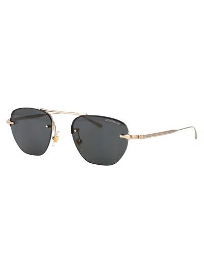 Montblanc Mb0404s Linea Nib 001 Gold Grey Sunglasses