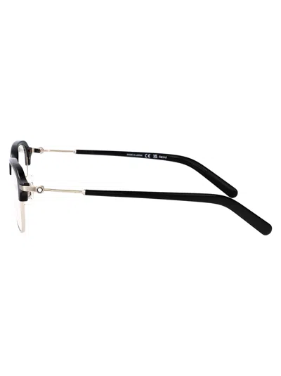 Montblanc Silver-silver-transparent Metal Sunglasses In Black