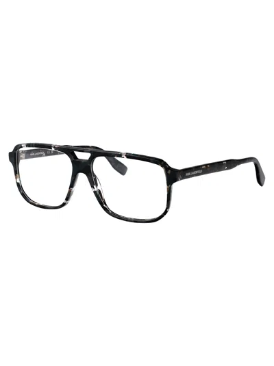 Karl Lagerfeld Marble Grey Acetate Glasses In Black