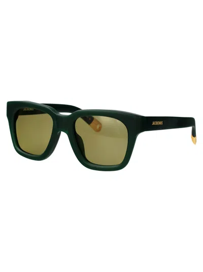 Jacquemus Matte Green Acetate Sunglasses In Green