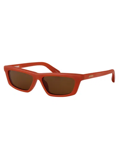 Jacquemus Rectangle-frame Sunglasses In Red